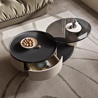 Ensemble de meuble TV et table basse ronde en bois massif moderne YOUTAI pour salon