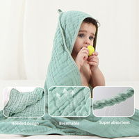 Peignoir pour enfants écologique à 6 couches, doux et respirant, en mousseline, serviette de bain à capuche pour bébé, cape en coton, serviette de bain pour bébé