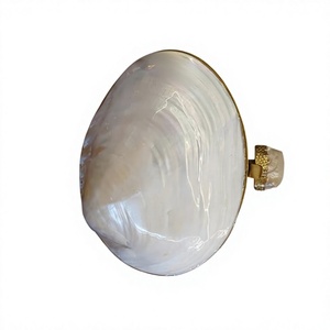 Handmade Shell Shape <b>Clutch</b> Evening Bag Pearl Accents Brass Magnetic Closure - Product Image 5