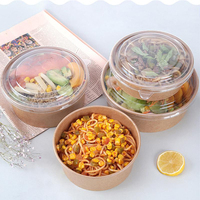 Boîte d'emballage en papier kraft, 10 pièces, emballage rond personnalisé pour restaurant, récipient alimentaire à emporter, pour la restauration rapide