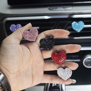 Rhinestone Heart Ceramic <strong>Car</strong> Air Vent AC Outlet Perfume Clip Natural Evaporation Odor Removing Long Lasting Aromatherapy - Product Image 4