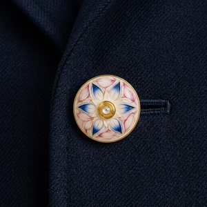 Custom Luxury Brass Shank <b>Buttons</b> White Hand Painted Enamel Floral Vine Blue Pottery Formal Party Men <b>Blazer</b> Sherwani Suit - Product Image 4