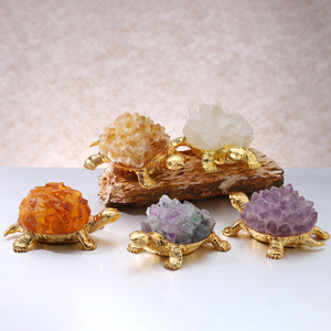 JD GEMS Vente en gros de pierres naturelles <span class=keywords><strong>Améthyste</strong></span> Tortue Artisanat Fengshui Cristal de guérison Tortue Figurine pour la décoration de la maison - Product Image 1