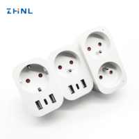 Prise intelligente Wi-Fi Tuya avec fonction de mesure de la consommation d'énergie, 2 ports USB et 1 port Type C, norme UE, compatible CN US AU, adaptateur et fiches intelligentes