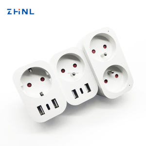 <span class=keywords><strong>Prise</strong></span> intelligente Wi-Fi Tuya avec fonction de mesure de la consommation d'énergie, 2 ports USB et 1 port Type C, norme UE, compatible CN US AU, adaptateur et fiches intelligentes - Product Image 5