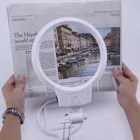 3B-1A 2X 6X Foldable Dual Lens Desktop Table Magnifier 2 LED Large 130mm Acrylic Lens Diameter Magnifying Glass Mental Bracket