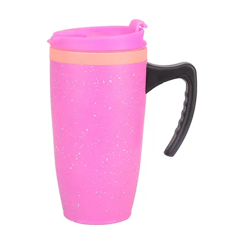 Custom logo and color 16oz double wall plastic and stainless steel travel coffee mug with waterproof lid