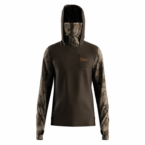 UV Protection Fishing Clothing Men's Brown Paneled Camo <strong>Sun</strong> Gaiter Hooded Sweat-Wicking Soft Touch - Product Image 1