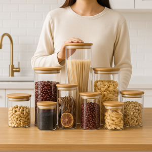 <span class=keywords><strong>Barattoli</strong></span> <span class=keywords><strong>in</strong></span> <span class=keywords><strong>Vetro</strong></span> Cristallo Personalizzabili per <span class=keywords><strong>Cucina</strong></span> con Coperchio <span class=keywords><strong>in</strong></span> Bambù, Contenitori Alimentari Sostenibili con Caratteristiche Staccabili <span class=keywords><strong>in</strong></span> Legno - Product Image 5