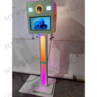 ROSSMINE Cabine photo DSLR à double écran 15,6 pouces avec 2 supports pour appareil photo, écran tactile en alliage d'aluminium, impression instantanée, Wi-Fi/Bluetooth
