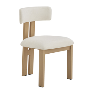 Sillas de comedor tapizadas sin brazos con patas de metal (juego de 2), color beige - Product Image 5