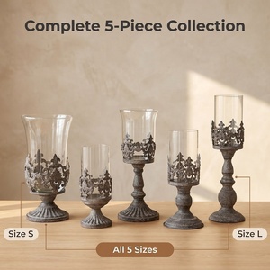Portavelas Metálico Vintage Estilo Huracán, Bronce Gris Retro, Centro de Mesa <span class=keywords><strong>para</strong></span> Bodas y Navidad, Hecho a Mano, Ecológico, con Protector de Vidrio - Product Image 3