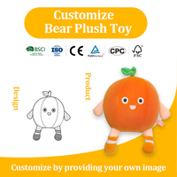 Peluche personnalisée orange, jouet en forme de fruit avec visage, design personnalisé à partir de votre propre image, pour cadeau d'anniversaire pour enfants