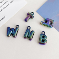 Acrylique arc-en-ciel coquille couleur 26 lettres de l'alphabet anglais breloque suspendue pour bricolage matériaux accessoires