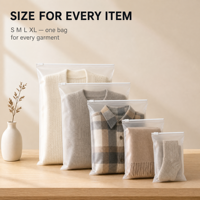 Sacs à fermeture éclair en PE givré, plusieurs tailles, sacs à vêtements semi-transparents en CPE avec fermeture à glissière pour sous-vêtements, chaussettes, pulls