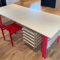 Bureau d'ordinateur commercial long en aluminium, style Bauhaus moderne Ocean Board, design simple et personnalisable, table de travail à assembler