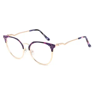 Newest Design Acetate With Metal Optical Frames Gold Cat Eye Eyeglasses Frames Metal Optical Frames For Women Men Glasses