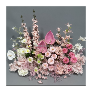 E Hồng vỡ nửa hoa sừng bò vòm kim loại Nhân Tạo Hoa 2 mảnh Đặt đôi sừng đám cưới nền vòm Hoa chạy - Product Image 6