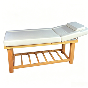Table de massage thaïlandaise moderne en bois massif pour salon de beauté et spa facial - Product Image 5