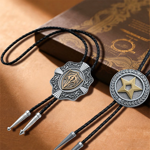 Cravate bolo personnalisée avec logo de rodéo western, cordon en cuir, pendentifs à glissière en alliage, tenues de festival <span class=keywords><strong>cowboy</strong></span> et vêtements de <span class=keywords><strong>musique</strong></span> <span class=keywords><strong>country</strong></span> - Product Image 4