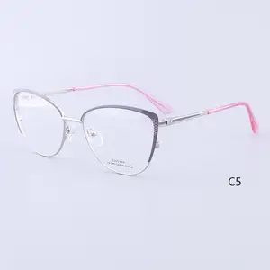 Al por mayor venta al por mayor nuevo ashion gafas de ojo de gato mujer, gafas marcos ópticos receta Metal gafas