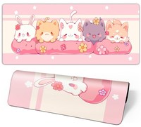 Grand tapis de souris Kawaii mignon avec Rose Anime Gamer Stock Accessoires informatiques Bord cousu Base en caoutchouc Illustration Tapis de souris