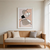 Peinture sur toile abstraite moderne Wabi Sabi, lignes géométriques, rose et gris mats, sans cadre, pour salon