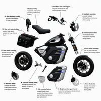 Moto électrique de tourisme 72V 5000W avec batterie au lithium, vitesse maximale de 130 km/h