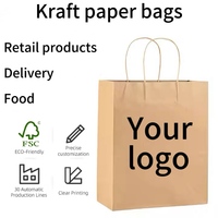 Sacs en papier kraft écologiques personnalisés avec logo de haute qualité pour l'emballage alimentaire à emporter, impression de logo