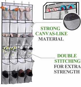 Large Capacity Over the Door Shoe Organizer, Large Capacity with 24 Mesh <b>Pockets</b>, Foldable Durable Hanging Shoe Storage Bag - Product Image 6