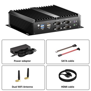 Mini PC Industrial sin Ventilador, <span class=keywords><strong>Intel</strong></span> <span class=keywords><strong>Core</strong></span> I7-5500U, 6 Puertos COM, <span class=keywords><strong>2</strong></span> LAN, SSD de 512 GB, Computadora Robusta de Aluminio para Sistemas de Automatización - Product Image 4