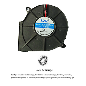 Ventiladores de Ar com Rolamento à Prova d'Água 7515 75x75x15mm 5/12/24V DC Mini Ventilador Plástico Sem Escovas OEM/ODM - Product Image 5