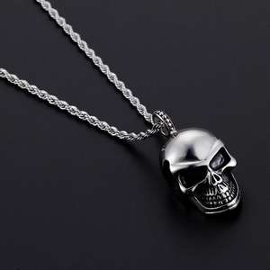 KALEN Punk Herren Totenkopfschmuck Edelstahl Perlen Skelettkopf Anhänger Halskette für Männer - Product Image 5