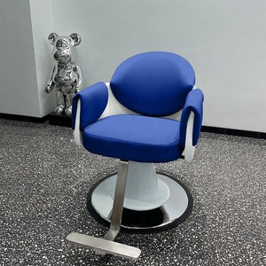 Fauteuil de Barbier Contemporain en Similicuir, Réglable en Hauteur, Pompe Hydraulique, Base Ronde, Repose-Pieds Unique, Mobilier de Salon - Product Image 2