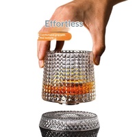 Verre rotatif en cristal anti-stress avec base, pour whisky, liqueur et spiritueux, huit motifs disponibles