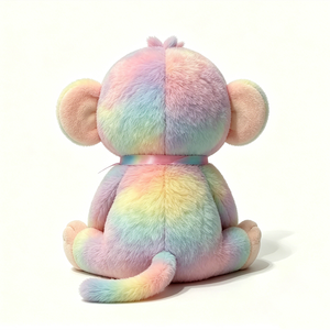 Customized Pastel Rainbow <b>Monkey</b> Plush <b>Toy</b>, Tie Dye Gradient Stuffed <b>Monkey</b> with Ombre Satin Ribbon Bow - Product Image 3