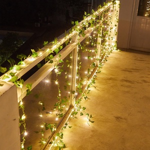Guirlande Lumineuse LED Feuilles de Lierre, Eucalyptus Vert, <span class=keywords><strong>Rideau</strong></span> de Feuilles de Saule, Alimentation <span class=keywords><strong>Solaire</strong></span>, IP65, Télécommandée, Décorative pour Fêtes - Product Image 2