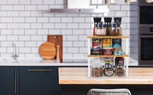 High Quality Eco-Friendly <b>Kitchen</b> Cabinet Counter <b>Storage</b> Shelf Expandable Stackable Flexible Hand <b>Storage</b> Holder - Product Image 3