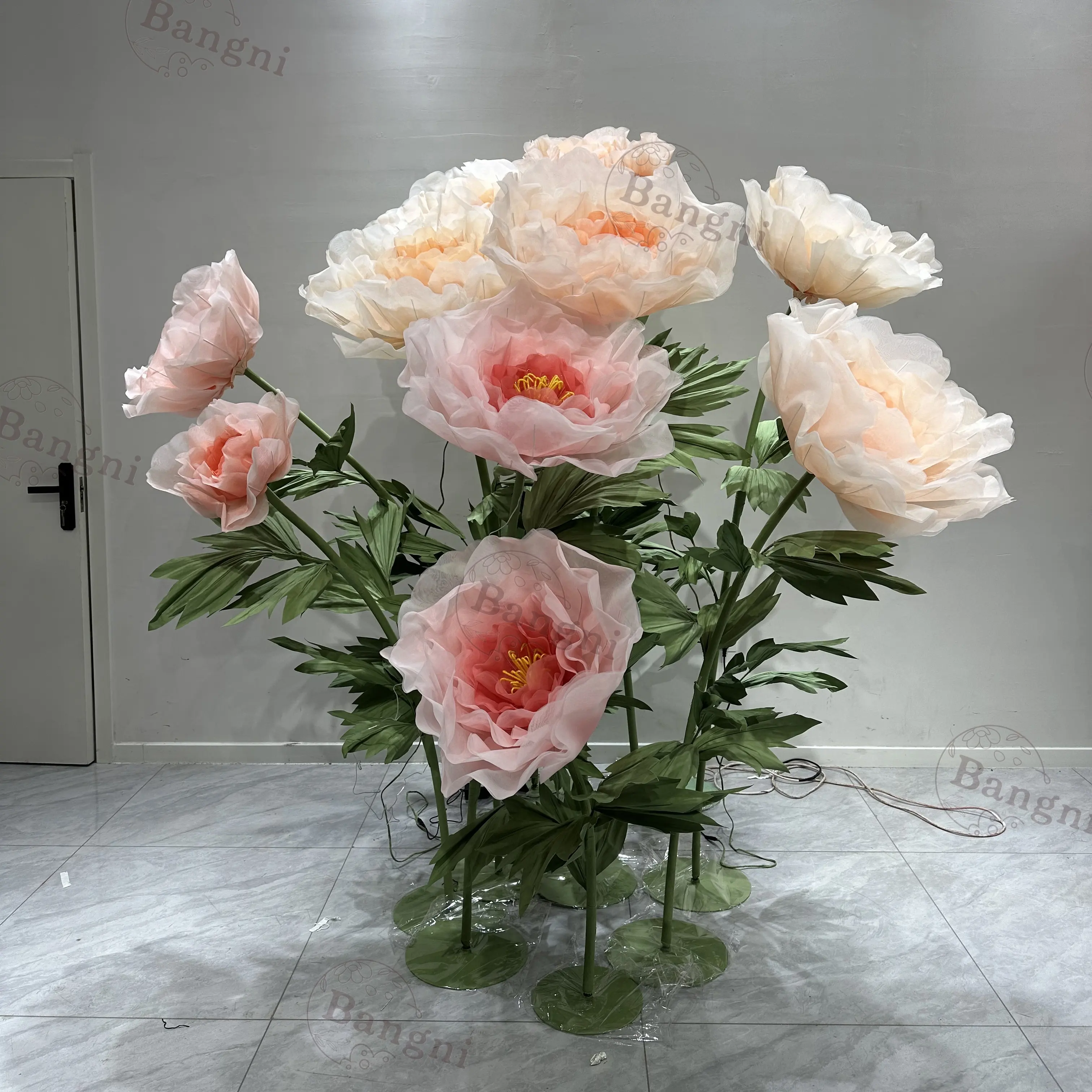 Buquês de peônia de seda organela gigante rosa, adereços de flores artificiais para decoração de festas de eventos de casamento