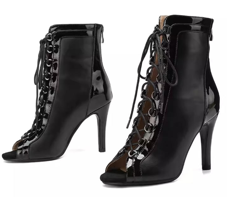 Cuir verni noir-hauteur du talon 9,5cm