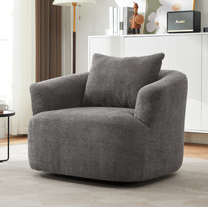 Fauteuil pivotant à 360°, design moderne, revêtement imperméable et écologique, avec coussin décoratif pour salon - Product Image 2