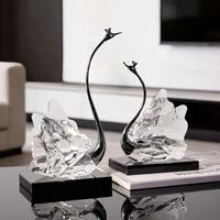 Statuette de cygne en cristal de luxe, haute clarté, artisanale, décoration de bureau à domicile, cadeau d'anniversaire de mariage, ornement de statue de cygne