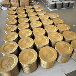 Gold Charger <strong>Plates</strong> Bulk Wedding 13In <strong>Plastic</strong> Table <strong>Plate</strong> Charger Underplate Round Decorative <strong>Dinner</strong> Charger Large <strong>Plastic</strong> <strong>Plate</strong> - Product Image 1