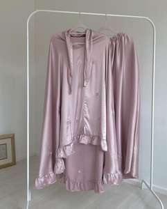 فستان سادة بلون واحد لرمضان عباية مطبوعة حسب الطلب مع كشكشة طقم صلاة إسلامي حقيبة تيليكونج أرواب صلاة - Product Image 2