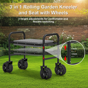 Portable Multifunctional Foldable Garden Metal Kneeler <b>Bench</b> Seat with a Pouch with Wheels - Product Image 4