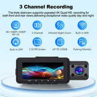 Dash Cam 4K 3 canaux avant et intérieur arrière caméra de voiture 5G WIFI GPS voiture DVR vision nocturne moniteur de stationnement voiture boîte noire ZD81