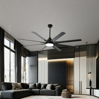 Ventilateur de plafond LED moderne en aluminium de 72 pouces avec 8 pales, télécommande, moteur DC, 6 vitesses, intensité variable, pour salon