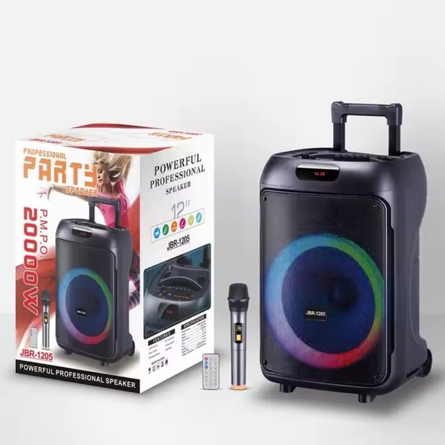 NDR JBR-1205 12 Inch Portable Professional Outdoor DJ Bass Trolley pa System Speaker System Subwoofer Sound Speakers With MIC