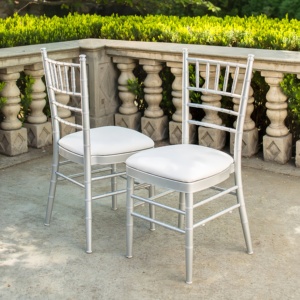 Sedia Chiavari in Acciaio Argentato di Lusso, Sedie <span class=keywords><strong>Tifany</strong></span> Impilabili in Metallo per Matrimoni, Eventi, Hotel, Banchetti, Noleggio Arredamento - Product Image 1