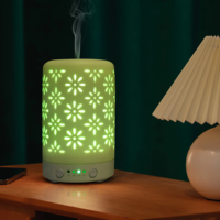 Diffuseur d'huiles essentielles électrique en céramique à ultrasons, veilleuse à 7 couleurs changeantes, minuterie, humidificateur d'aromathérapie pour voiture et maison